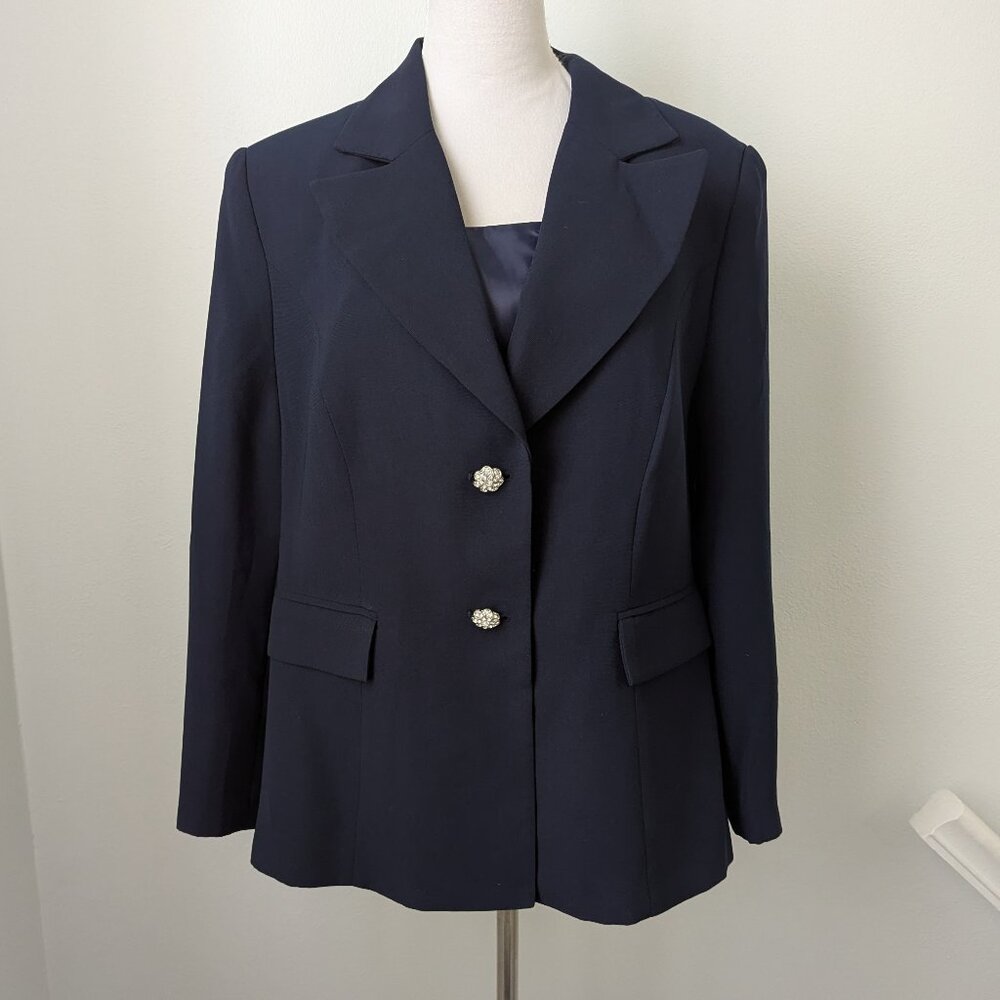 NWOT Giovanna Signature Navy Crystal Button Jacket, 16W